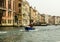 Motorboat on the Grand Canal in Venice, Italy.