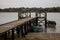 Motorboat by the pier in the Danube Delta