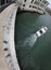 motorboat sails on the grand canal in Venice seen from the Rialt