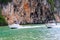 Motorboats cruising in Phang Nga Bay