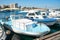 Motorboats marina embankment Larnaca Cyprus