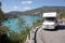 Motorcaravan, motorhome, recreational vehicle in the Gorges of the Verdon, France.