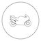 Motorcycle black icon in circle vector illustration isolated .