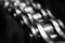 Motorcycle chain in macro, black and white. Artsy.