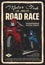 Motorcycle club road race retro vector poster