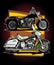 motorcycle cruiser with yellow graphic background