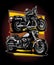 motorcycle cruiser with yellow graphic background