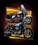 motorcycle cruiser with yellow graphic background