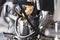 Motorcycle detail. metallic motorcycle motor