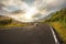 Motorcycle driver riding in Dolomite pass, Italy, Europe.