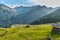 Motorcycle drivers riding in Alpine highway. Outdoor photography