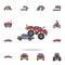 motorcycle field coloricon. Detailed set of color big foot car icons. Premium graphic design. One of the collection icons for