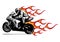 Motorcycle with fire and flames vector illustration