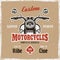 Motorcycle front view vintage poster sample text