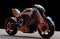 Motorcycle futuristic design, fantastic motorbike modern project with glowing neon lights. Generative Ai