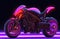 Motorcycle futuristic sci-fi design, fantastic motorbike modern project. Generative Ai