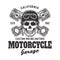 Motorcycle garage vector biker emblem with skull