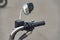 Motorcycle handlebar with chrome rear view mirror