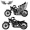 Motorcycle illustration on white background. Winged motorbike. Design elements for logo, label, emblem, sign, badge, poster. Vecto