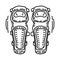 Motorcycle Knee Guards Icon. Doodle Hand Drawn or Outline Icon Style