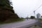 Motorcycle on the mountain curve slope road