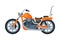 Motorcycle, Orange Motor Bike Vehicle, Side View Flat Vector Illustration