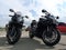 A motorcycle parking on the road right side and sunset, select focusing background