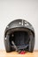 Motorcycle protective gear - helmet on a wooden background