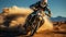 Motorcycle racing, extreme sports, speed, adventure, competition, riding, dirt road, fun, risk, freedom generated by AI