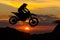 Motorcycle racing at sunset view