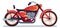 Motorcycle. Red biker motorbike with orange flame graffiti, classic vehicle, road racing, speed extreme driving, modern