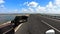 Motorcycle ridding on tarmac road with amazing blue sky and cloud patch