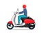 Motorcycle rider. Motorcycle driver. Bike scooter. Moped. Retro scooter. Scooter and motorbike. Economical and ecological city