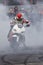 Motorcycle rider performing a burnout