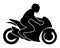 Motorcycle Rider on a Sport Bike Silhouette Isolated Vector Illustration