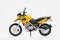 Motorcycle scale model toy closeup - BMW F650 GS - white background - detailed and realistic plastic figurine