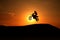 Motorcycle silhouette are jumping