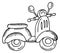 Motorcycle sketch. Hand drawn moped. Funny vehicle