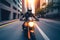 Motorcycle speeding city. Generate Ai