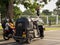 Motorcycle and three-wheels drivers waiting at the traffic light in Colombo, Sri Lanka.