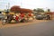 Motorcycle towed commodity wagon at Sra`aem Market in Preah Vihear province, Cambodia, in