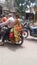 Motorcycle traffic - Indian old man with his wife on riding, Solapur