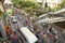 Motorcycle traffic jam in city centre during celebrate football fans winning AFF Suzuki Cup 2014.