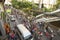 Motorcycle traffic jam in city centre during celebrate football fans winning AFF Suzuki Cup 2014.