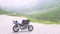 Motorcycle of traveler on the Transfagarasan highway in Romania, the most beautiful road in Europe