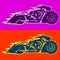 Motorcycle vector illustration Bagger style, Baggers custom motorbike covered in flames