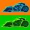 Motorcycle vector illustration, custom motorbike covered in flames