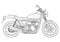 Motorcycle vector, monochrome, black and white sketch, coloring book. Black outline drawing motorbike half-face with