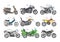 Motorcycle vector motorbike or chopper and motoring cycle ride transport illustration motorcycling set of scooter motor