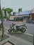 Motorcycle view in front of a hawker shop in Borobudur, Indonesia